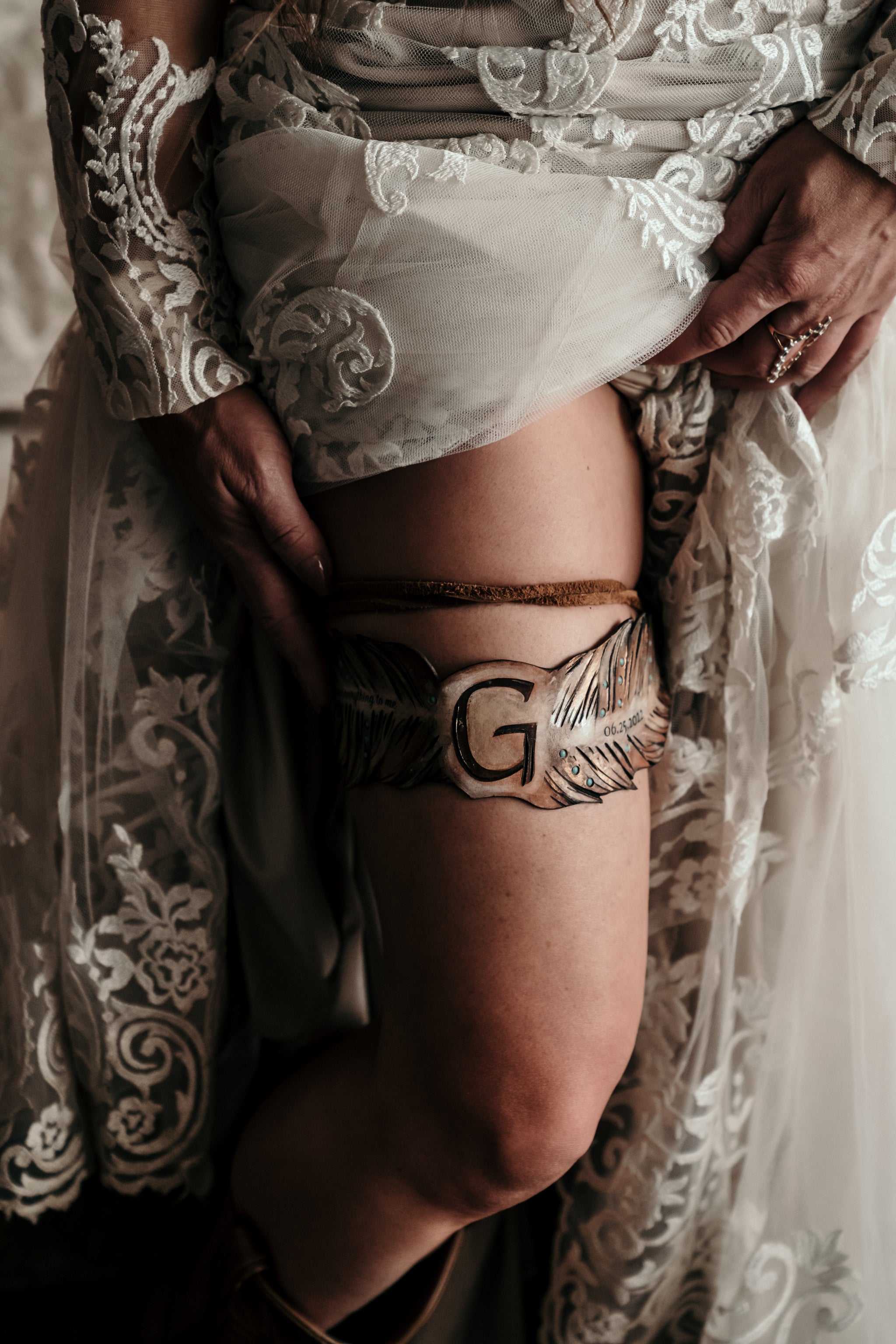 Custom leather Bridal Garter Casey Curtis Design Custom leather Bridal Garter Casey Curtis Design