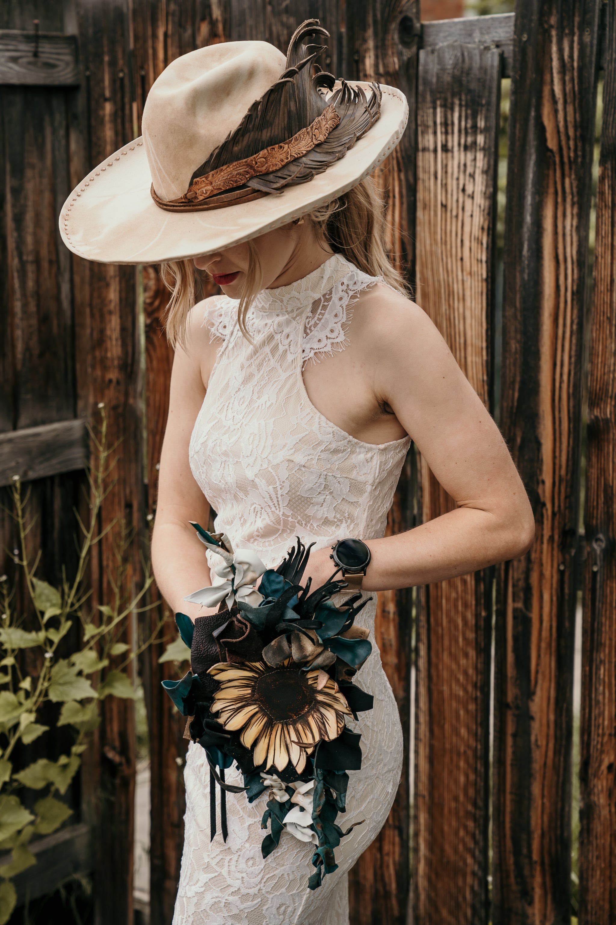 Large Leather Custom Bridal Bouquet or Flower Arrangement – Casey